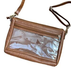 Lucky 7 crossbody display purse in cognac